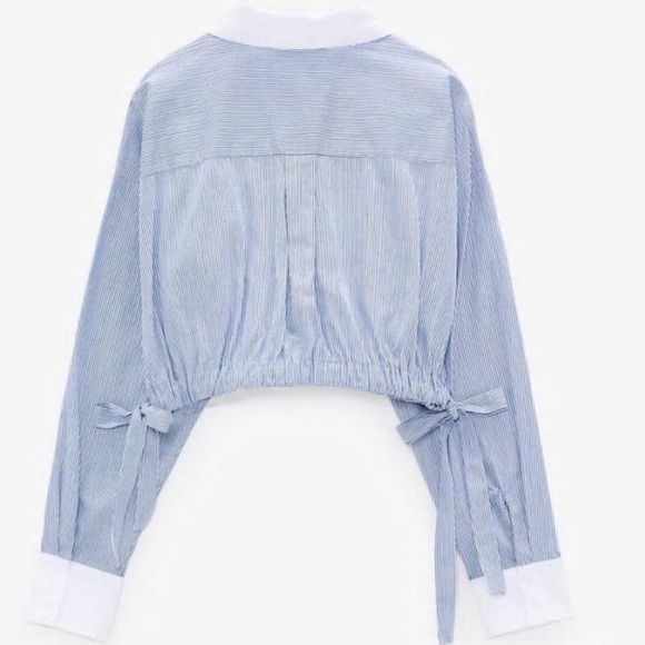 Cropped poplin contrasting top - Picture 5 of 9